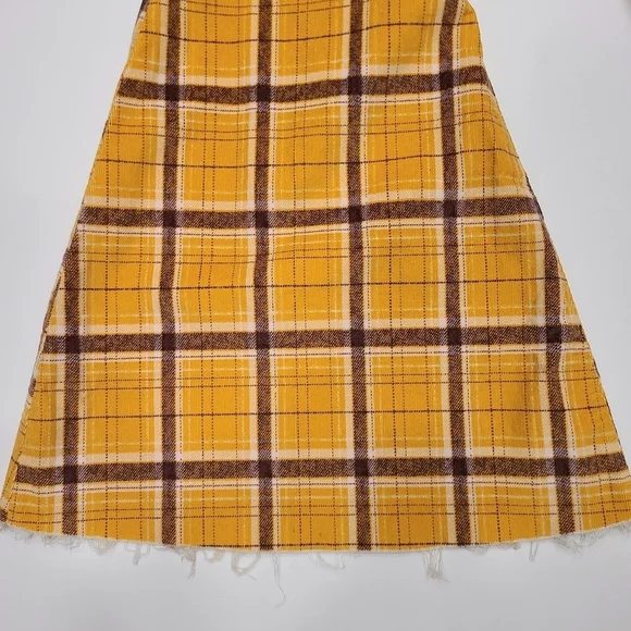 Free People Just Float On Wide Flare Bell Bottom Corduroy Pants Mustard Plaid 26 - Picture 13 of 16